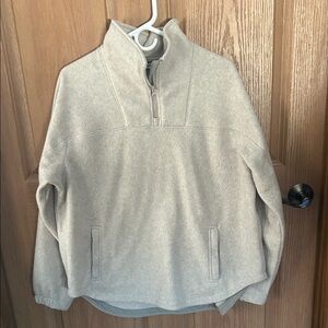 Lands' End Women's Cream Zip-Up Sweater